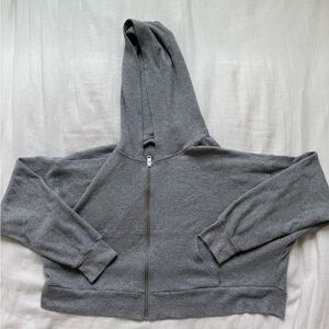 Gray Cropped Zip-Up Hoodie